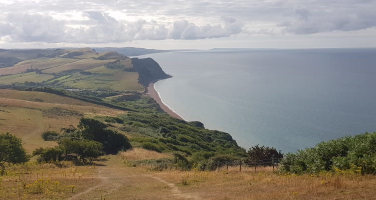 Views east to Portland from Golden Cap, South West Coast Path
