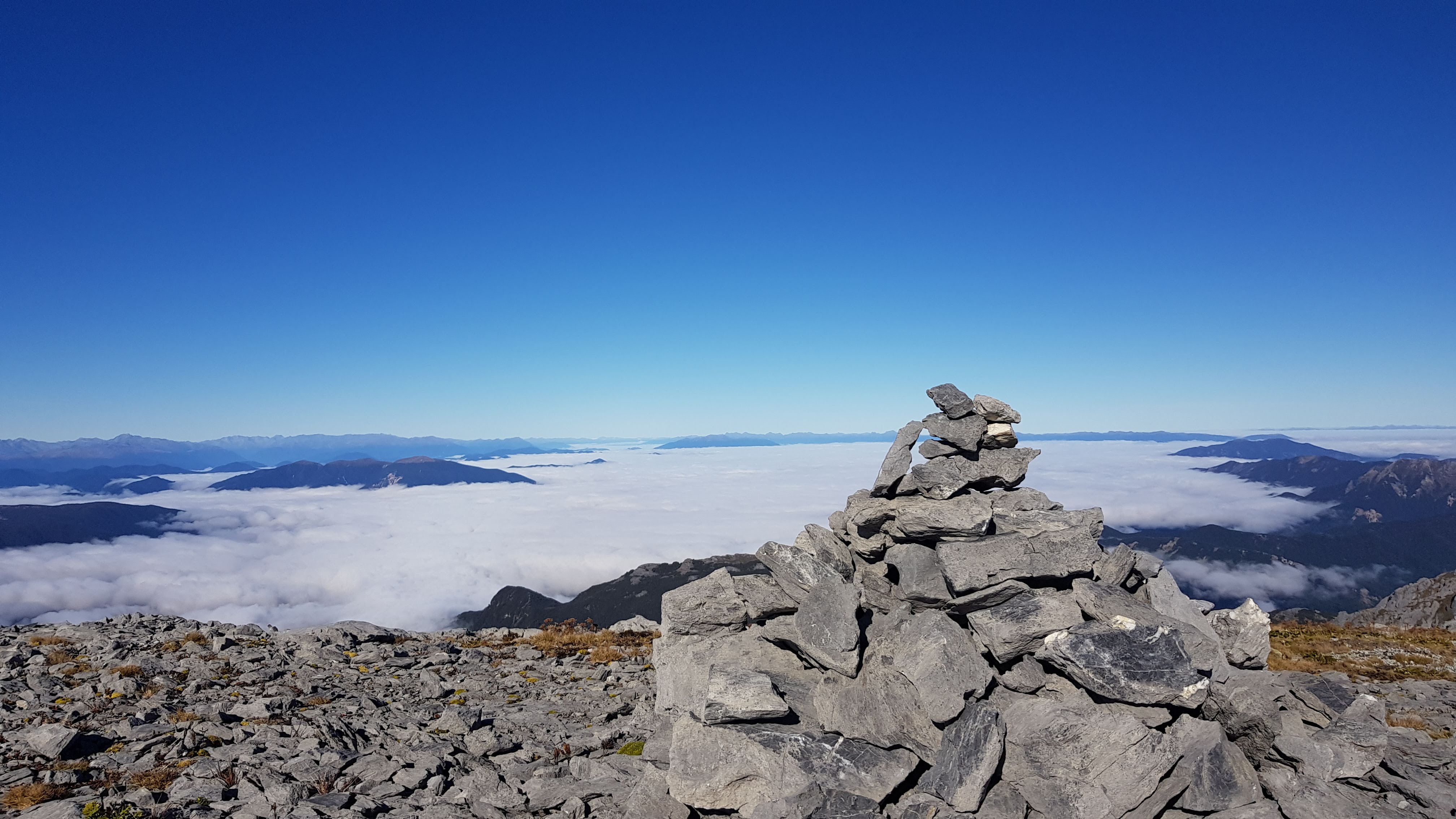 Cairn on the summit of Mount Owen