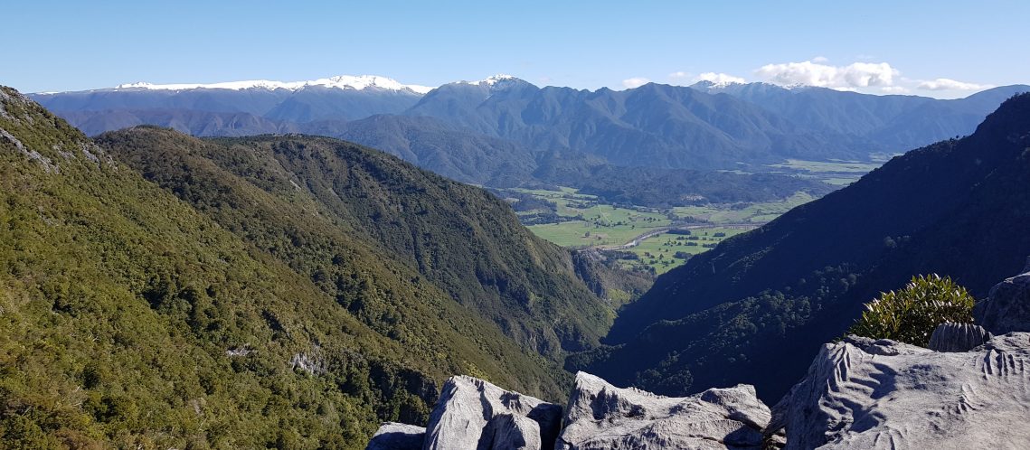 Gorge Creek and the mountains of Kahurangi National Park, from the lookout