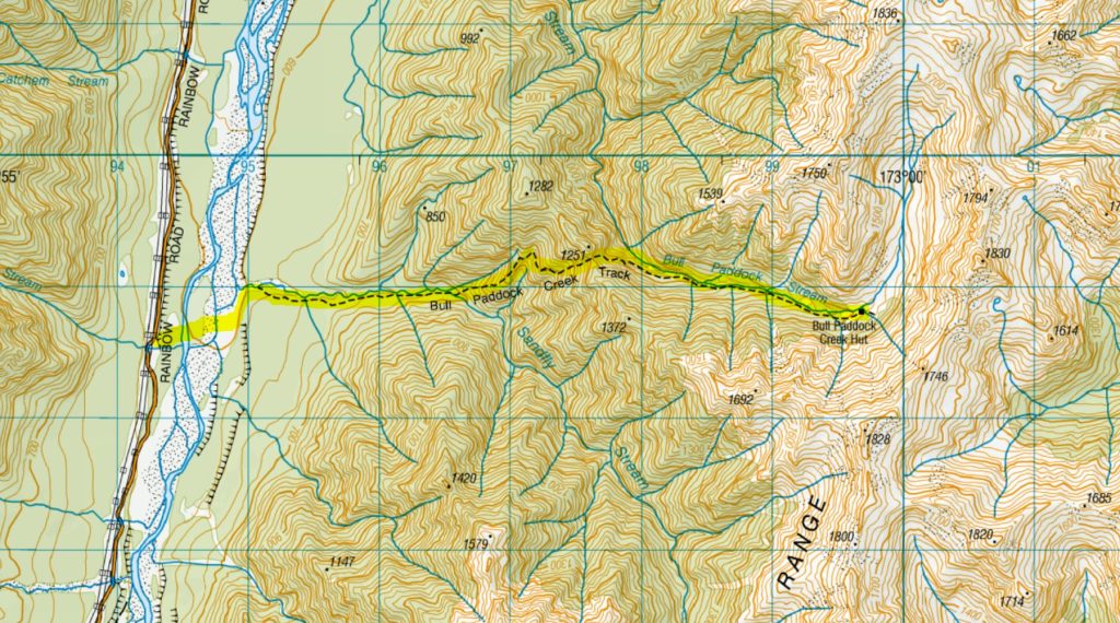 Bull Paddock Creek Map
