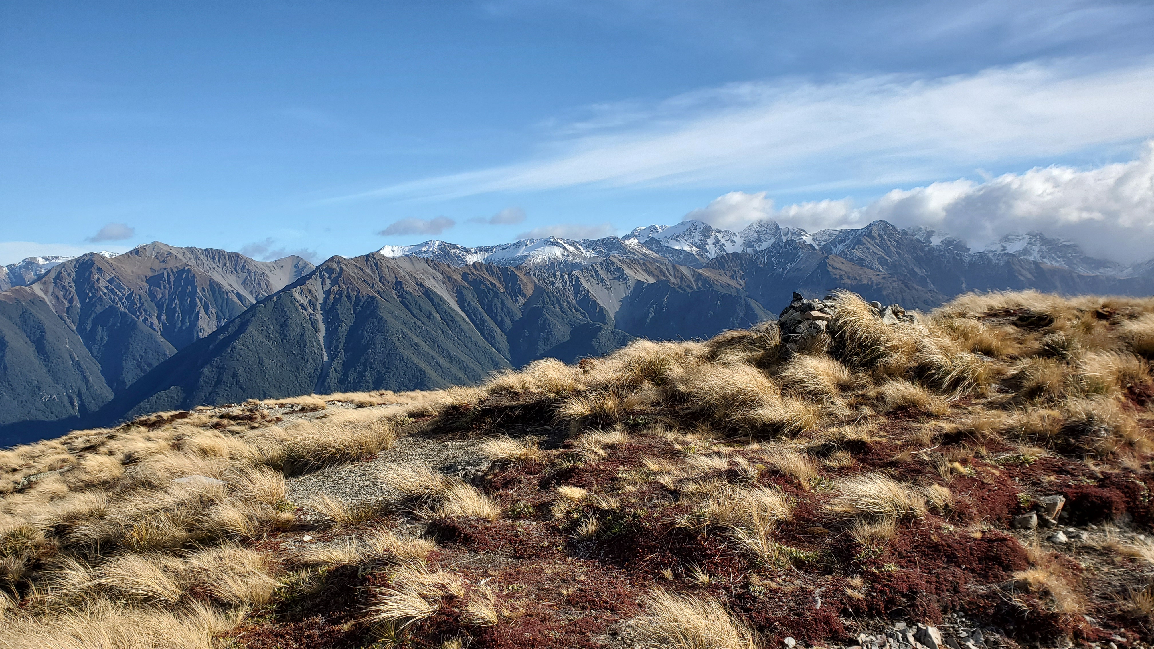 Looking Across the ranges of Arthurs Pass National Park from Woolshed Hill
