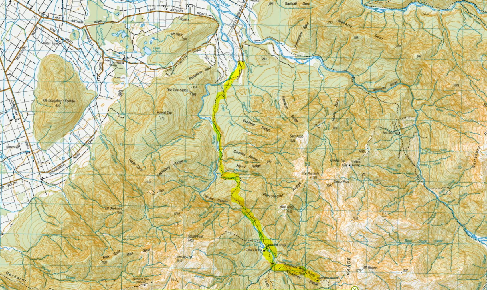 Cedar Flat Adventure Biv Map