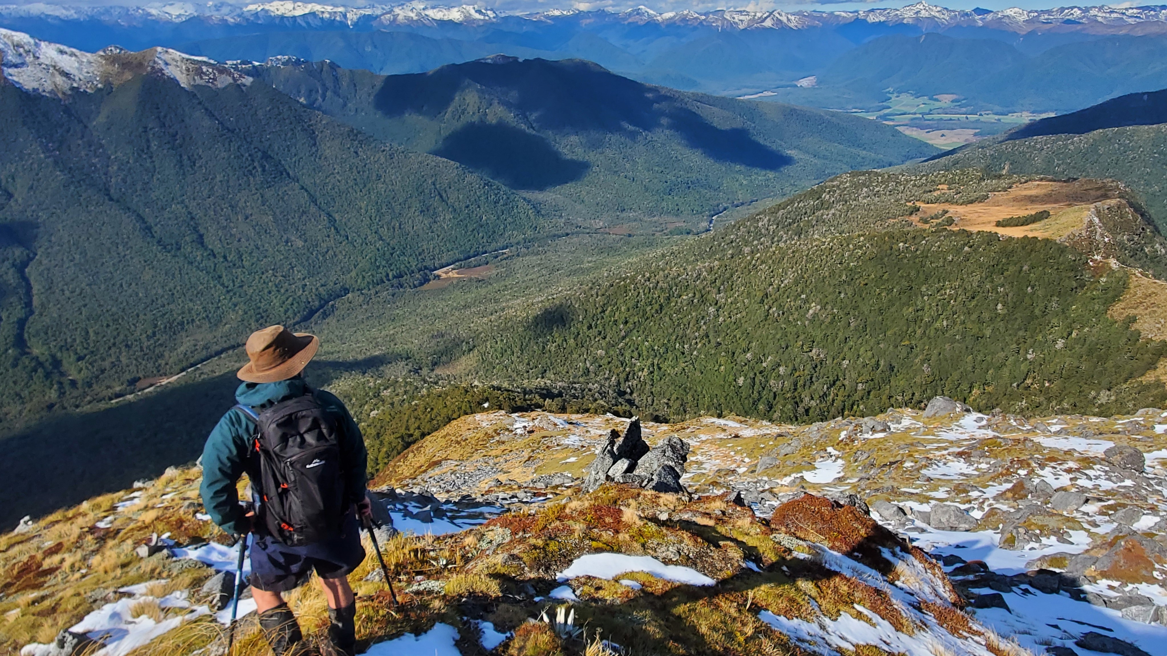 Heading down Mt Haast
