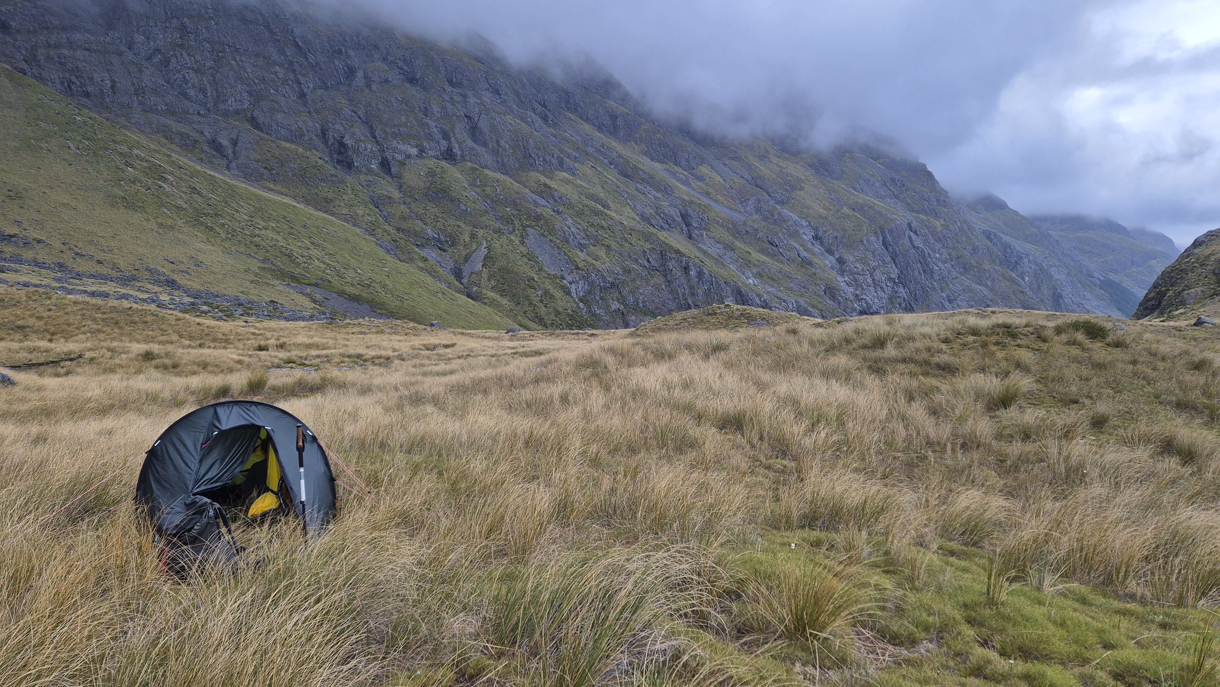 Tenting at the tarns above Blue Lake, off the Moss Pass route