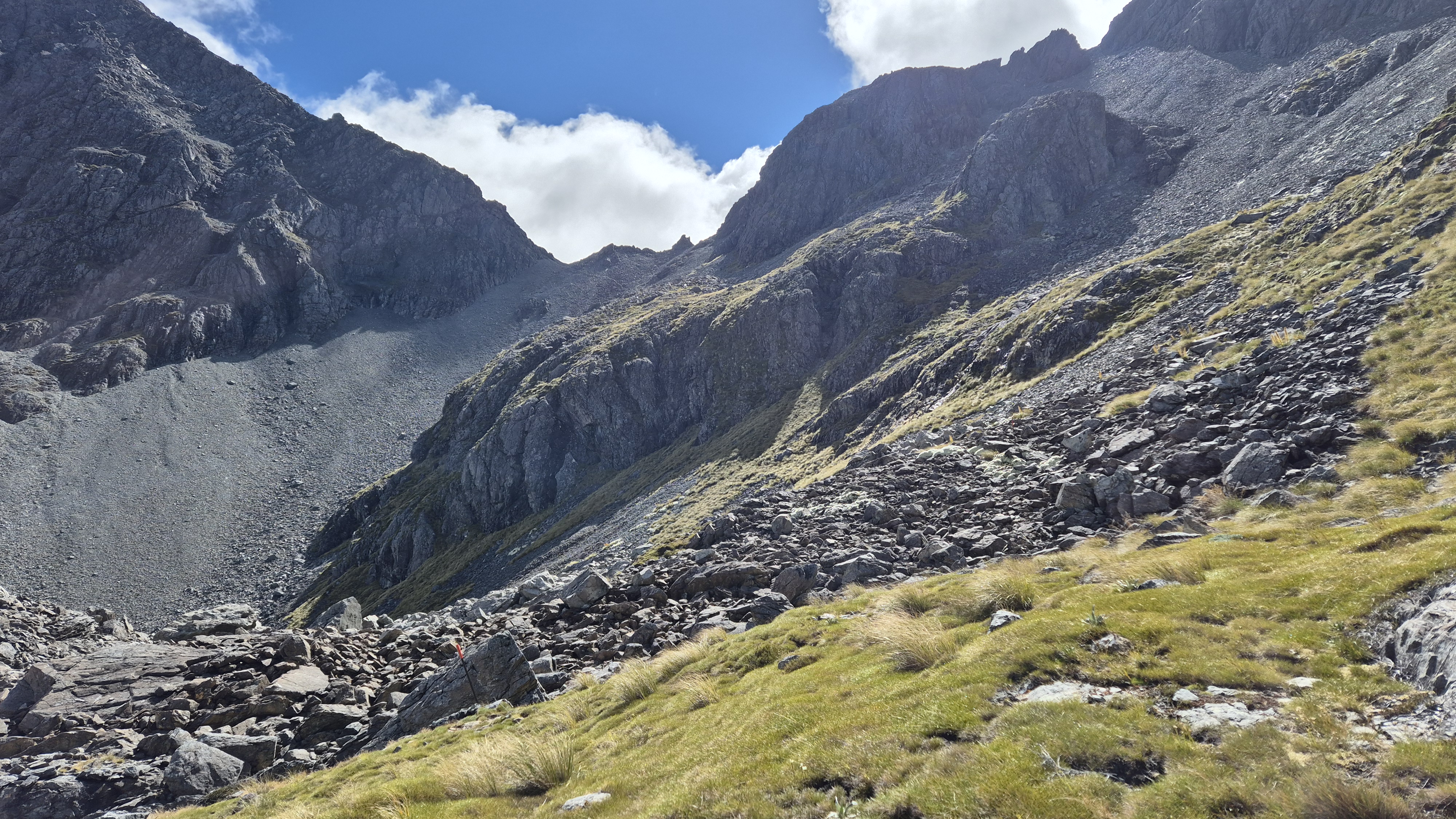 Looking back up to Moss Pass from the D'Urville side