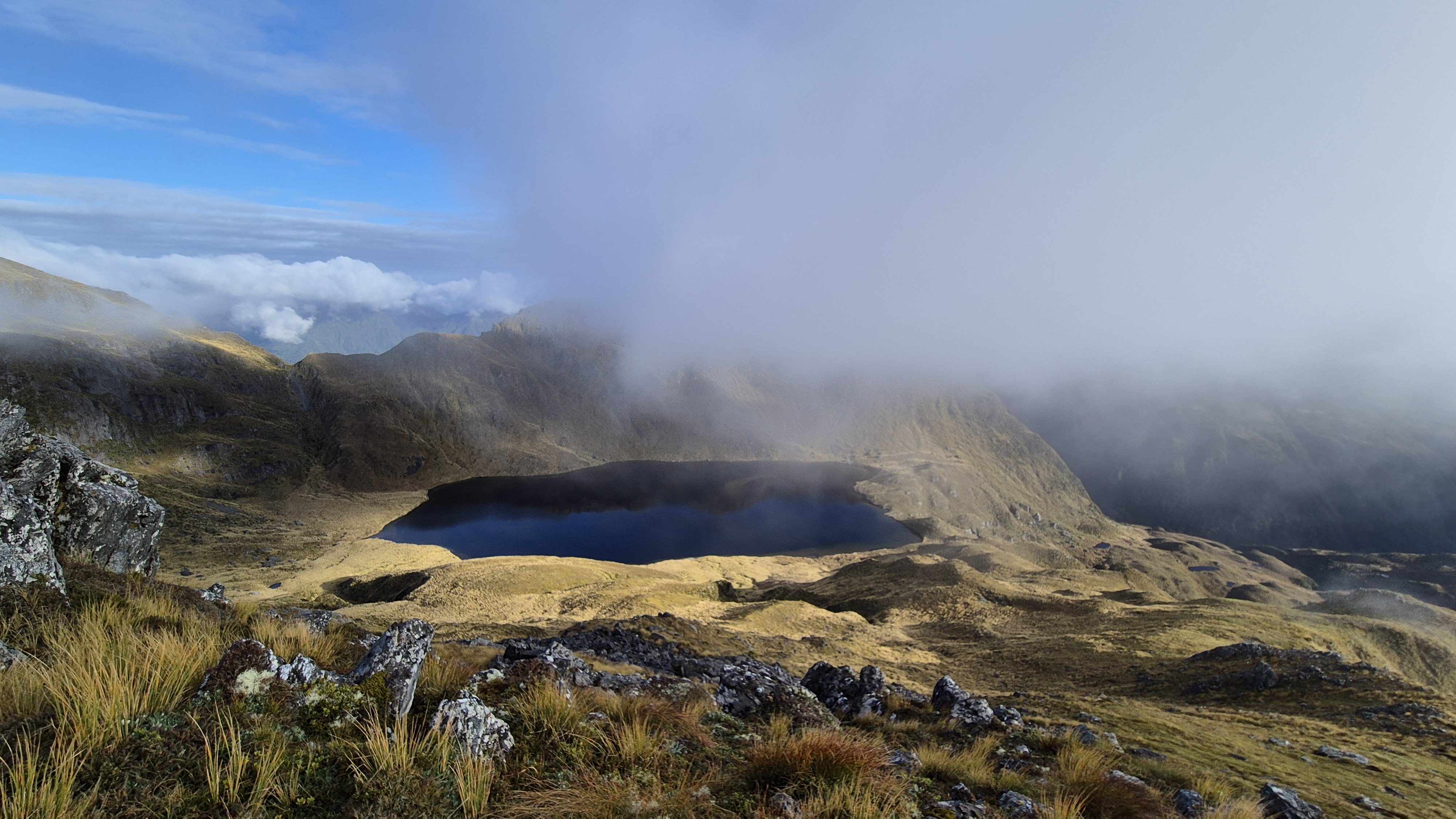 Looking back to Lake Morgan, crossing to Cone Creek.
