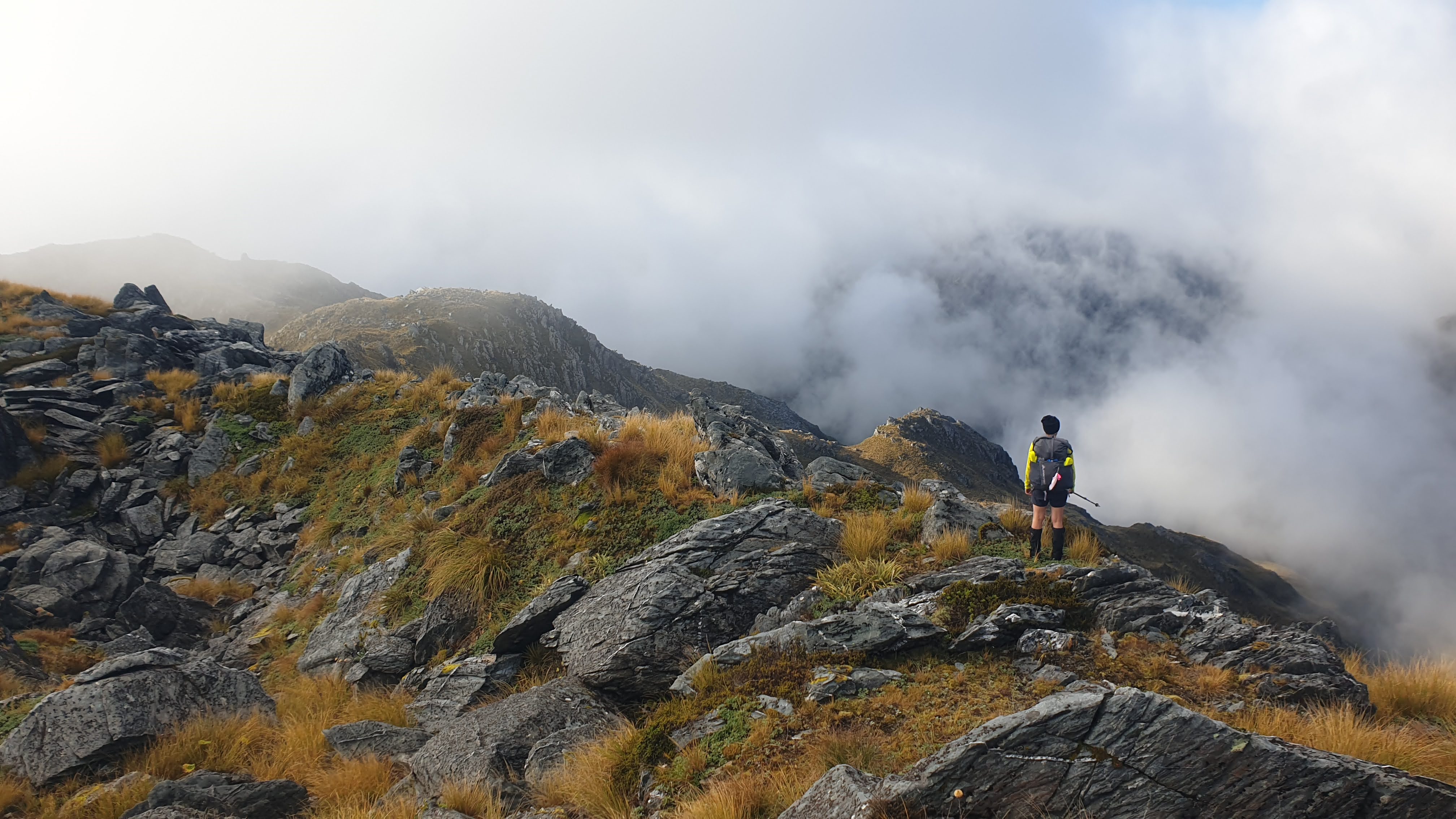 In the cloud, crossing from Lake Morgan to Cone Creek